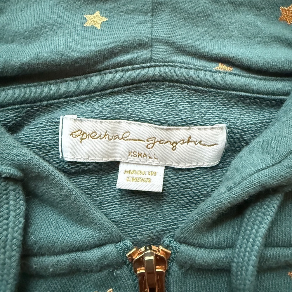 Spiritual Gangster Hoodie Womens XS Teal Blue Full Zip Free Spirit Stars - Picture 3 of 5
